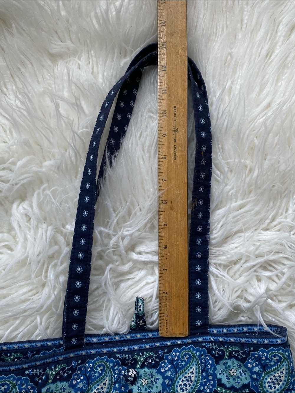 Vera Bradley Quilted Navy Paisley-Trim Tote Bag - Women's Shoulder Tote - Picture 15 of 16